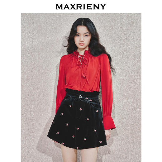 MAXRIENY2024【商场同款】冬季新款新年红百搭衬衣(货号:MS85TP753) 商品图2