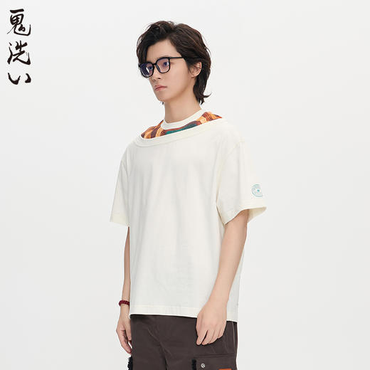 ONIARAI/鬼洗25秋季仿石器时代部落风格双罗纹领宽松T恤 A840020 商品图1