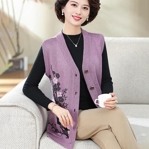 W106-9182-60-108春秋马甲中老年人女妈妈背心衣服太太春装马夹薄款加大码 商品图0