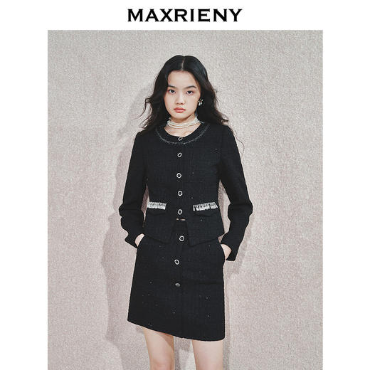 MAXRIENY2024冬时尚外套小香风粗花呢外套女秋冬气质修身女装(货号:MS85JA765) 商品图0