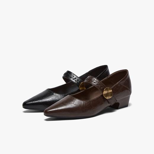 【云粉节】BF楼百思图2026春季新款尖头粗跟玛丽珍鞋小皮鞋女单鞋F5177AQ6吊牌价699，现价399 商品图0