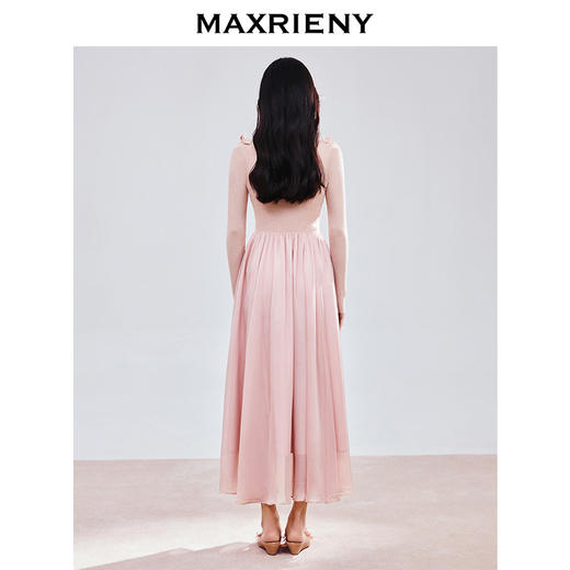 MAXRIENY春日复古优雅浪漫温柔风2025春季新款玫瑰网纱装饰连衣裙(货号:MS85DR774) 商品图3