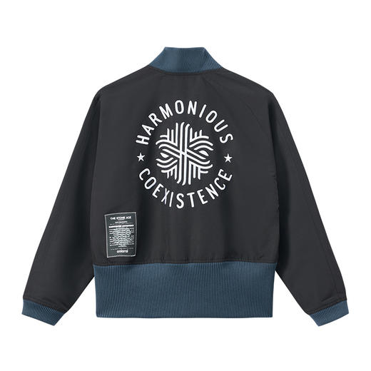 ONIARAI/鬼洗25秋季黑标和谐共处标语图腾高腰棒球外套女 A340015 商品图4