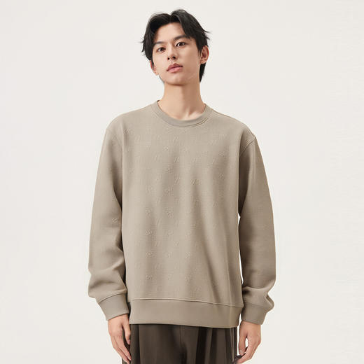 gxg.jeans男装 多色立体肌理宽松简约休闲圆领卫衣男士 25秋热卖 商品图1