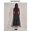 MAXRIENY时尚百搭高腰拼接纱裙中长款显瘦气质半身裙(货号:MS85SK767) 商品缩略图4