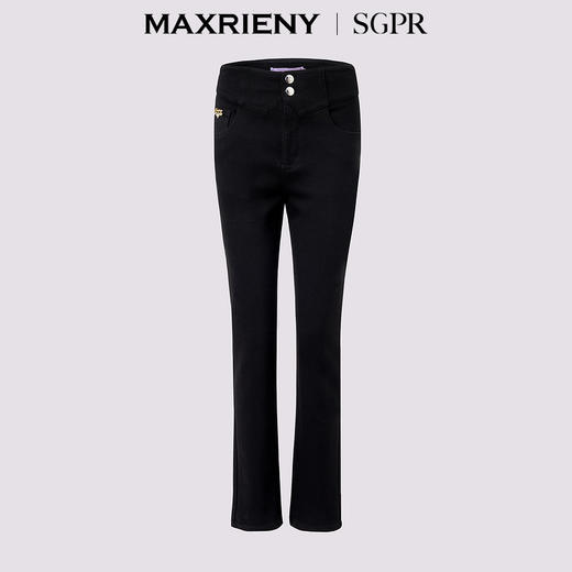 MAXRIENY时尚黑色高腰修长显瘦牛仔裤24冬新款女装高级气质感(货号:MS85PA524) 商品图4