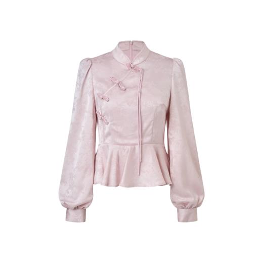 MAXRIENY2025年早秋新款新中式温柔提花小立领衬衫优雅显瘦上衣(货号:MF86TP252) 商品图0