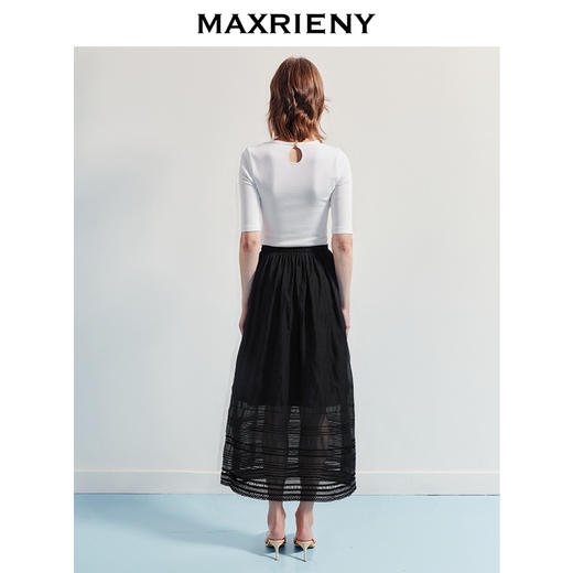 MAXRIENY精致简约感25夏款钉珠套头毛针织衫七分袖收腰显瘦上衣女(货号:MF86SW004) 商品图3