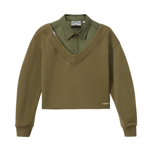 ONIARAI/鬼洗25秋冬黑标石器时代假双层宽松半截衬衫卫衣 A240017 商品图3