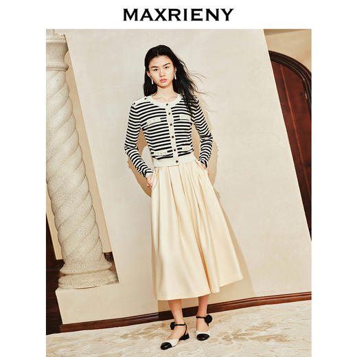 【商场同款-都市华丽日常】MAXRIENY华丽哑光缎面大圆摆半裙24春(货号:MC85SK035) 商品图1