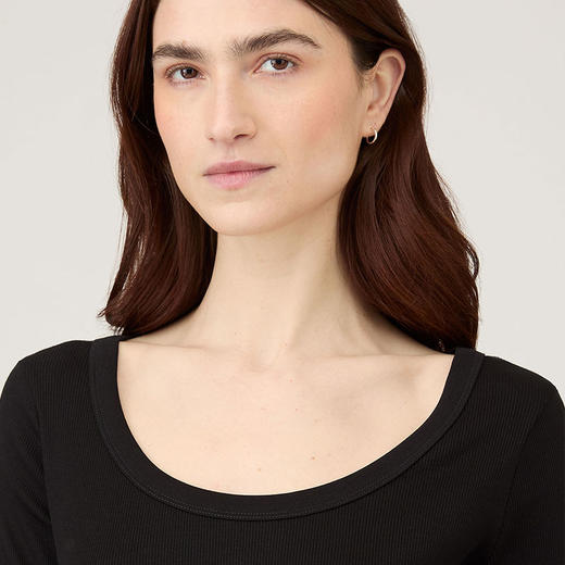 【秋冬新品】SUNSPEL女士秋冬Supima匹马棉罗纹低圆领长袖T恤 商品图3