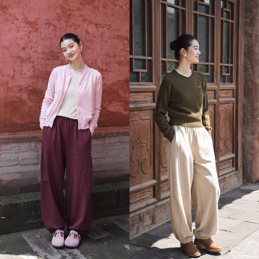 绽放女装584朵/纯棉宽松帅气阔感宽松收脚卫裤女文艺休闲长裤秋冬 商品图3