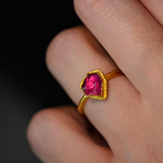 龢盒原创 碧玺原矿足金戒指 商品图4