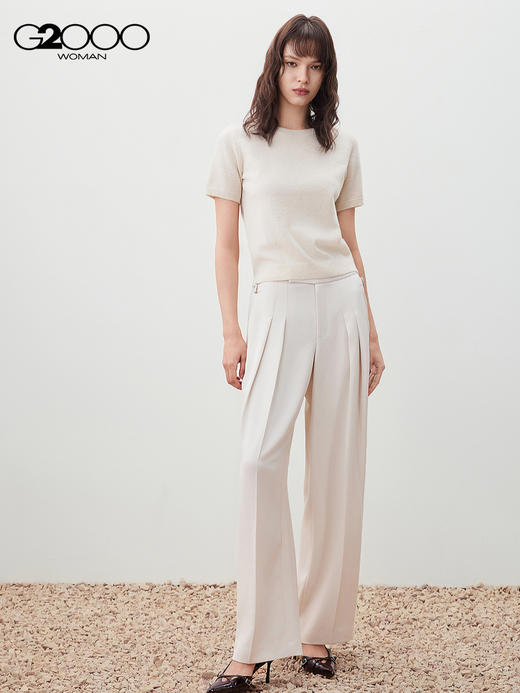 G2000【闪片装饰/商场新款】女装FW25柔软舒适百搭短袖针织衫56278001 商品图3