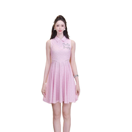 MAXRIENY2025年新款防晒连衣裙显瘦高腰运动无袖裙子印花钉珠短裙(货号:MF86DR012) 商品图0