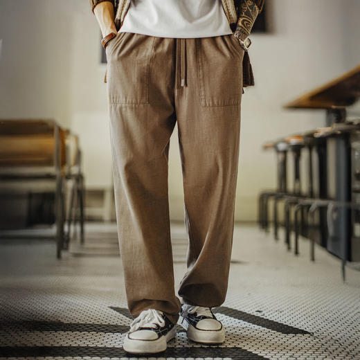 马登工装美式复古莱赛尔天丝贝克裤休闲束脚直筒藏青色长裤子男秋 商品图3