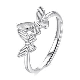 卡蒂罗KADER 蝴蝶女戒 925银立体双蝶轻奢精致优雅时尚森系高级设计感小众百搭戒 恋爱告白女生闺蜜款