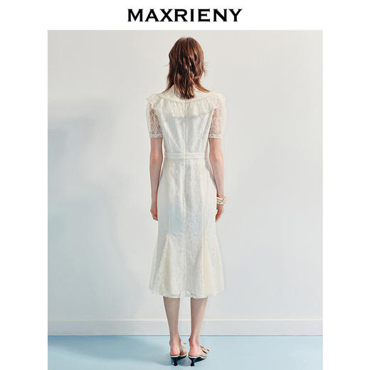 MAXRIENY宫廷复古风蕾丝鱼尾修身连衣裙领证裙端庄法式绣花长裙(货号:MF86DR009) 商品图3