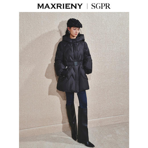 【商场同款】MAXRIENY钉珠织带收腰羽绒服24冬新款保暖外套中长款(货号:MS85DC752) 商品图2