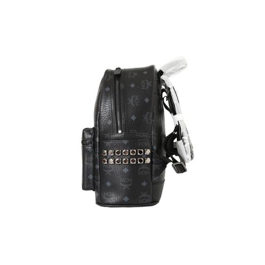 铆钉装饰老花 涂层帆布拼皮革饰边 背包双肩包 小号 男女同款情侣款 黑色 商品图2