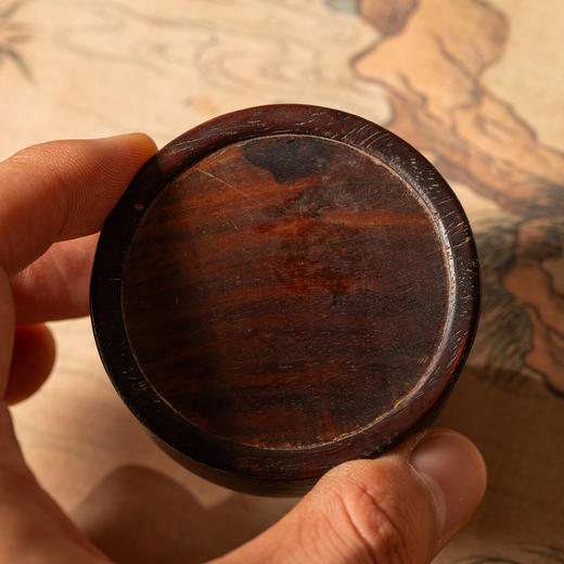 清	紫檀嵌黄花梨底马蹄尊水盂 商品图4