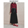MAXRIENY浪漫复古感A字丝绒半裙24冬新款法式赫本风高腰长裙修身(货号:MS85SK509) 商品缩略图1