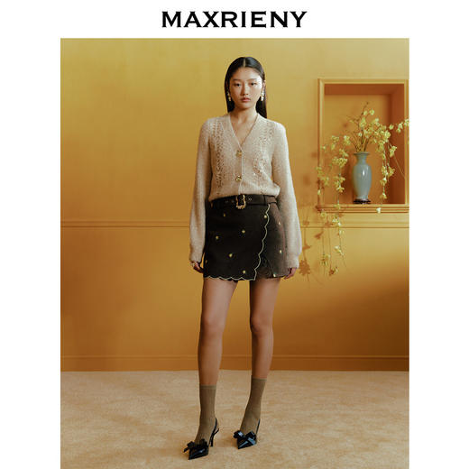 MAXRIENY温柔千金风金扣金葱外套24年冬(货号:MC88JA767) 商品图1