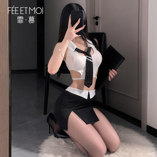 【情趣内衣】霏慕 挖空露沟OL小秘制服套装6207 商品图1