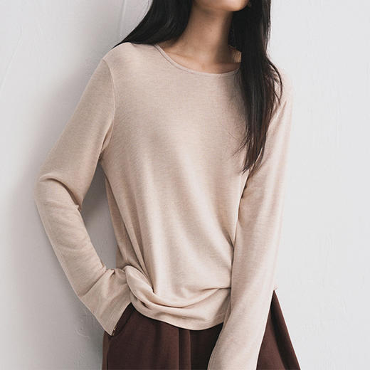 馥迦天丝莫代尔山羊绒圆领打底衫 商品图4