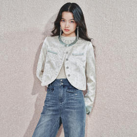 MAXRIENY精致复古感提花缎面短外套女国风气质新中式短款上衣(货号:MS85JA774A2201)