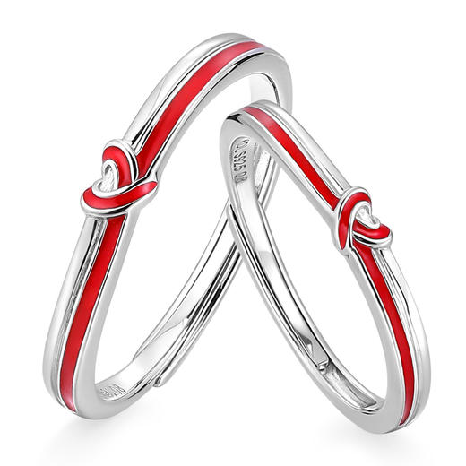 卡蒂罗KADER 夜光同心结情侣对戒  钟久久爱意交织同心结轻奢浪漫精致简约百搭开口可调节素圈一对 千千结甜蜜饰爱约会告白 商品图1