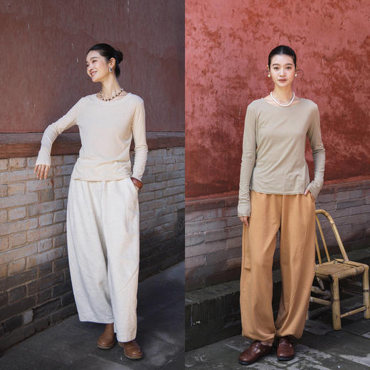 绽放559朵/纯棉轻薄肌底衣秋衣修身弹力打底衫圆领长袖T恤女新款 商品图3