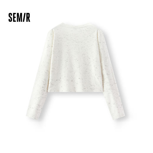 商场同款|森马长袖T恤女秋短款星空亮片蜡染字母修身2025新款衣服 商品图1