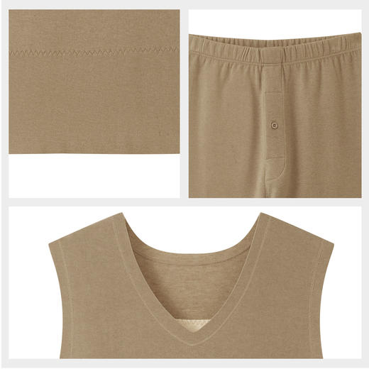 【单件6折/2件5折】【保暖背心/保暖单裤】【秀黛】男暖格纹贴片V领背心护膝单裤/女暖格纹贴片圆领背心/护膝秋裤S3660001TS3660023T/S3661001TS3661048T【门店同款】 商品图10