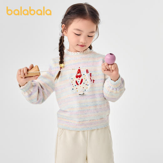 巴拉巴拉童装儿童毛衣甜美可爱绣花毛衫秋冬装线衫针织衫百搭上衣 商品图1