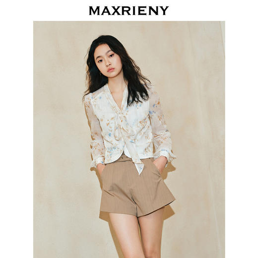 MAXRIENY摩登复古荷叶边A字短裤高级气质感修身显瘦女装(货号:MC85PA044) 商品图1