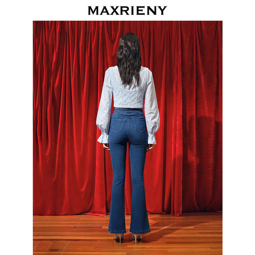 MAXRIENYMAXRIENY复古宫廷感植绒波点衬衫修身上衣(货号:MC88TP765) 商品图2