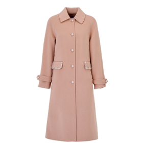 MAXRIENY极简复古通勤感大衣长款新年穿搭双面呢羊毛外套女澳毛(货号:MS88JA790)