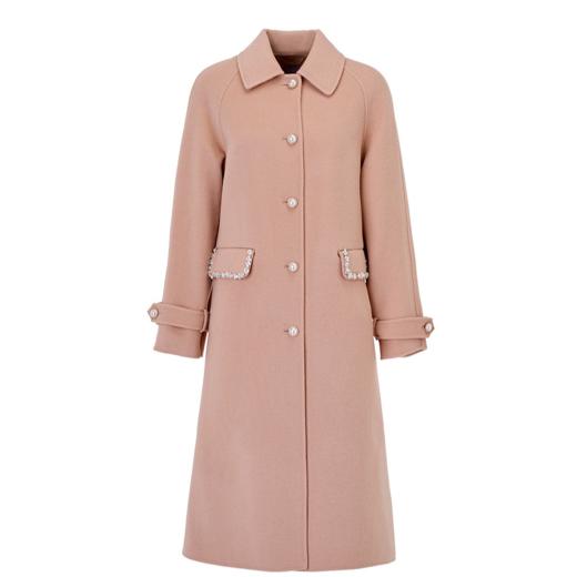 MAXRIENY极简复古通勤感大衣长款新年穿搭双面呢羊毛外套女澳毛(货号:MS88JA790) 商品图0