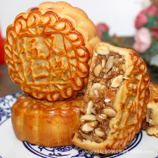 (厂家新款新品)广西特产月饼五仁叉烧月饼金腿蛋黄莲蓉广式月饼新鲜产 商品图2