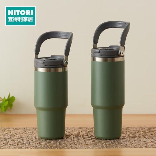  不锈钢大容量带手把保冷保暖手提车载双饮口杯 商品图0