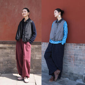 绽放女装598朵/轻薄造型感宽松拼接翻领舒适百搭鸭绒马甲羽绒背心