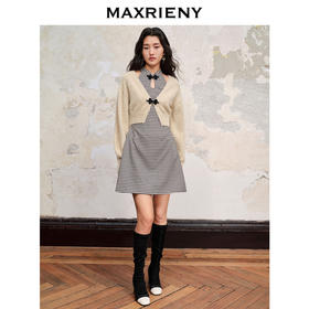 MAXRIENY中式前门襟盘扣开衩毛织外搭针织上衣女(货号:MC88JA576)