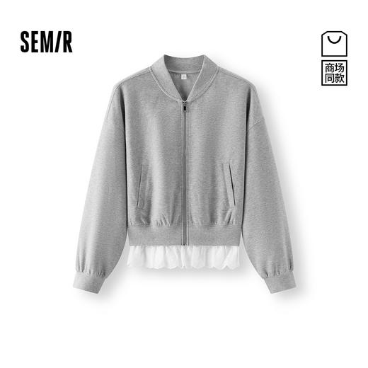 商场同款|森马外套女秋棒球领短夹克花边吊带2025新款气质两件套 商品图0