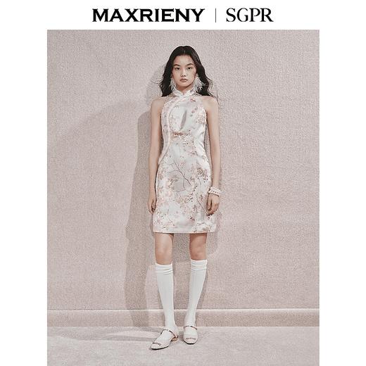 MAXRIENY贵雅新中式连衣裙2025秋冬新款提花挂脖裙子(货号:MS85DR509) 商品图0