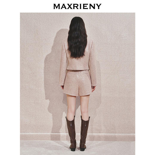 MAXRIENY复古甜美收腰X型光感亮片外套24秋冬新款高级气质感女装(货号:MC85JA516) 商品图3