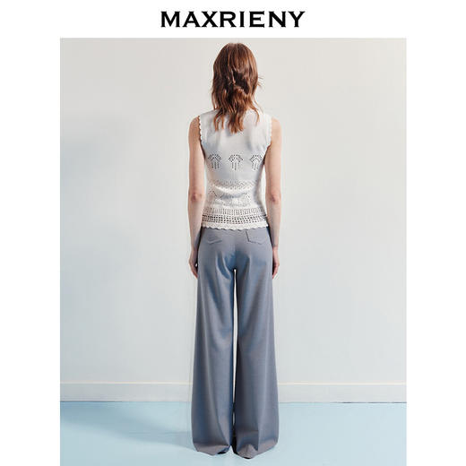 MAXRIENY精致日常感极简休闲阔腿长裤25夏高腰长款通勤西裤直筒裤(货号:MF86TR252) 商品图3