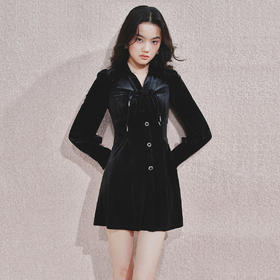 MAXRIENY法式复古感连衣裙新经典赫本风裙子收腰修身