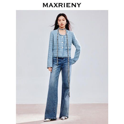 MAXRIENY千金小香风粗花呢短外套女2025春季新款高级气质感女装(货号:MS85JA784) 商品图2