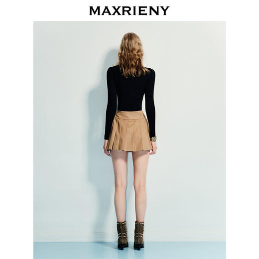 【商场同款】MAXRIENY复古少女a字百褶半裙25夏款收腰短裙波嬉风(货号:MF86SK269) 商品图3